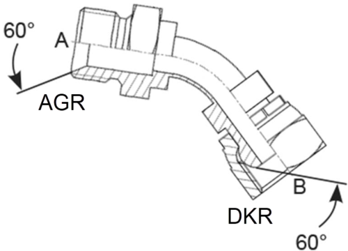 Adapter 45 gebogen mit Überwurfmutter AGR DKR