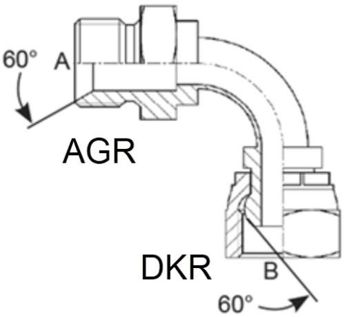 Adapter 90 gebogen mit Überwurfmutter AGR DKR