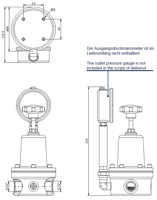 Massblatt 0013097 Feindruckregler MMDR